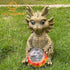 LCKFTY 7-Color Solar Garden Statue Dragon Figurine with Changing Solar Crackle Globe Lights- Loving Dragon