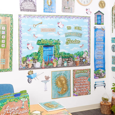 Eureka Curiosity Garden Floral Extra Wide Decorative Classroom Bulletin Board Trim for Teachers, 3.25" Wide, 12 Strips