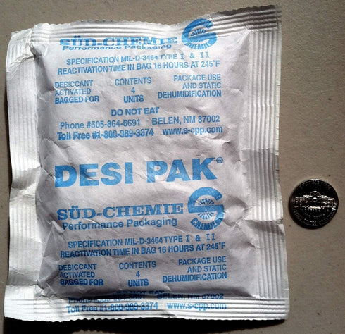 Desi-Pak Bentonite Clay Desiccant with Humidity Indicator, 4 Packs (5oz or 140g Each)