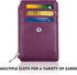 ELV PU Leather ID Badge Holder with Zipper, 5 Card Slots, RFID Blocking Pocket, 20 inch Neck Lanyard, Purple