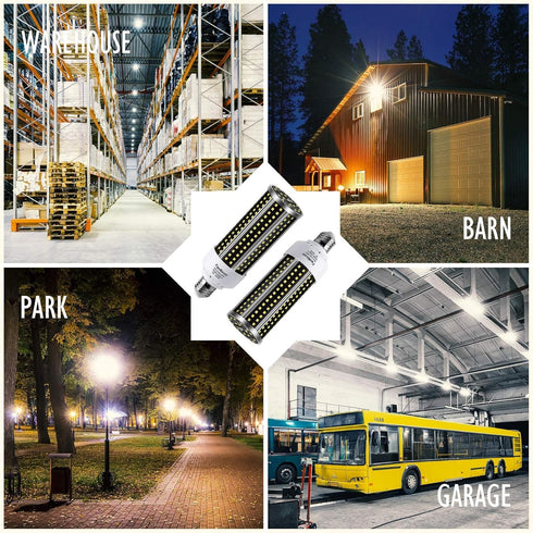 2 Pack LED Corn Light Bulb, 500W Equivalent, 5000 Lumen, 6500k Cool Daylight White, Large Area Bulb for Outdoor/Indoor