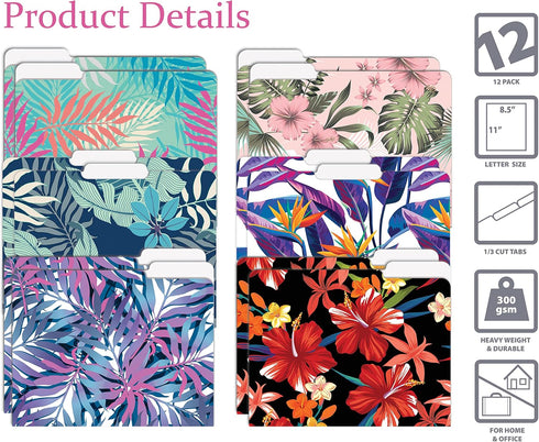 Better Office Products Decorative File Folders, 12 Pack, Heavyweight, 6 Unique Designs, Letter Size (9.5 x 11.5") with