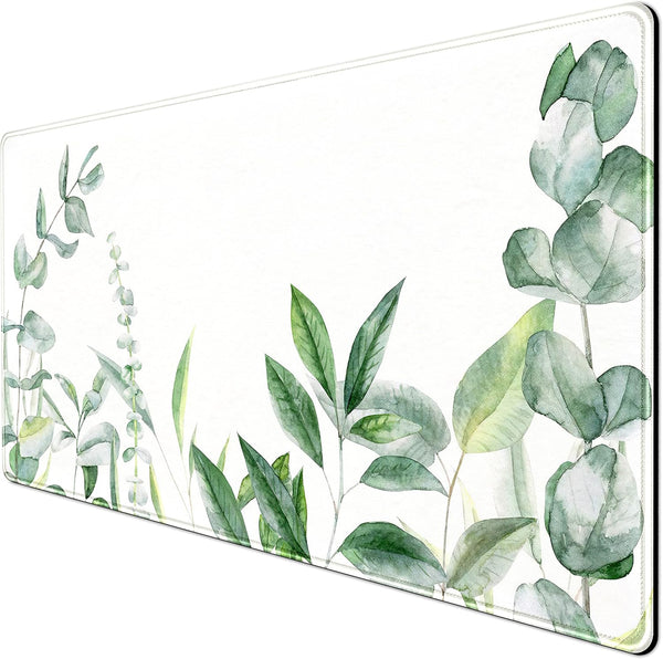 Eucalyptus Leaves Large Mouse Pad, Green Plants Extended Gaming Mousepad XXL Size (31.5x15.75 Inchs) for Desktop Laptop