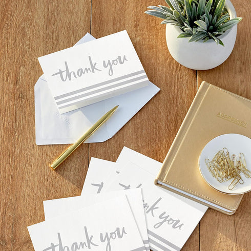 Pack (20 Hallmark of Thank You Cards, Silver Foil Thank You Notes with Envelopes)
