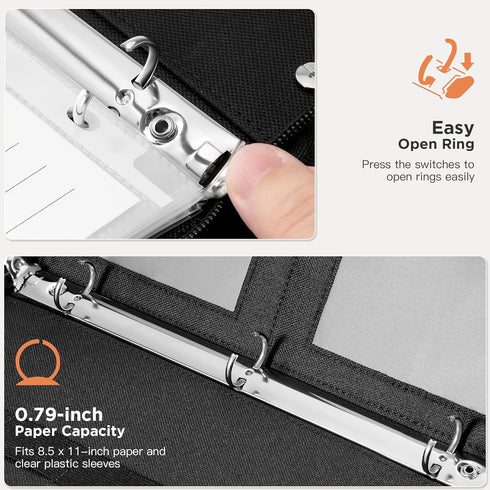 Zannaki Accordion File Organizer with Binder, Portable 24 Pockets Expanding File Folder with Handle