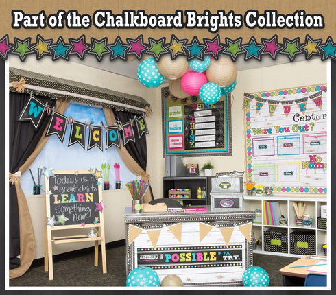 Teacher Created Resources Chalkboard Brights Circles Die-Cut Border Trim, 3498