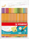 STABILO Fineliner point 88, Wallet of 18 Assorted Colors