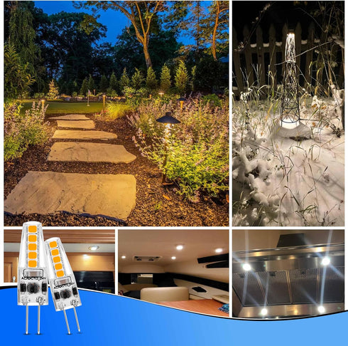 G4 LED Bulb Warm White 2700K 3W Equivalent to 20W Halogen, AC/DC 12-24V T3 JC Bi-Pin Base for Outdoor Landscape Lights