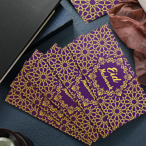 Sinmoe 72 Pcs Eid Mubarak Money Envelopes Bulk 6.7 x 3.2 inch Gold Foil Cash Gift Card Ramadan Lucky Cash Envelope Cash Set for Eid Holiday Currency Celebration Decorations (Purple)