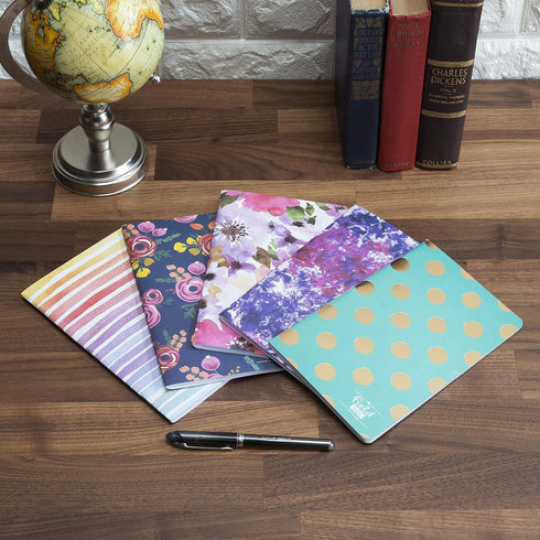 Elan Publishing Company Field Notebook, 5"x8", Assorted Patterns, Lined Memo Book, Pack of 5 for Writing