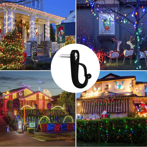 XZUHYE (14p-Black) Q-Hanger Hook Screws-in Hooks for Outdoor String Lights and Garage New Year Party or Other Indoor