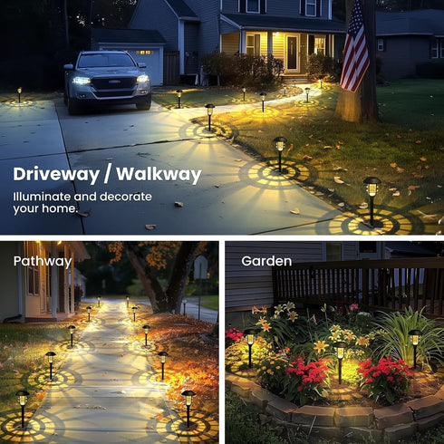 8 Pack(Warm SOLPEX Solar Lights for Outside, Solar Outdoor Pathway Garden Lights Waterproof, Solar Powered Landscape