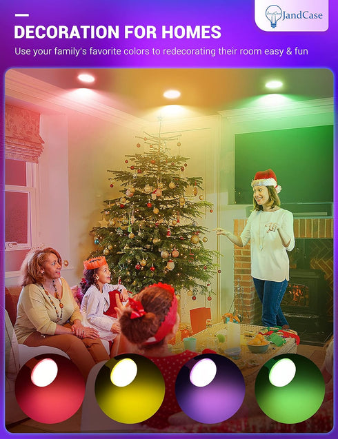 JandCase BR30 Color Changing Light Bulb, RGB+Warm+Cool White, 12W (100W Equivalent), 2 Pack