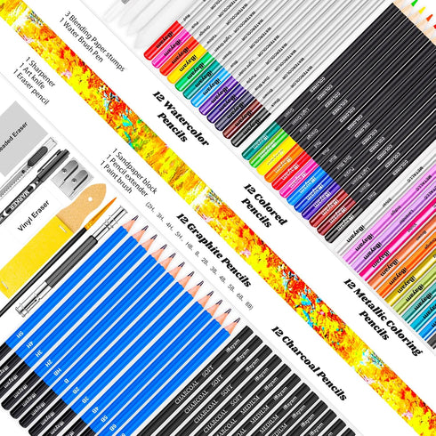 78-Pack Set 3-Color iBayam Drawing Sketching Kit Art Supplies for Adult, Christmas Gifts for Adult, with Sketchbook