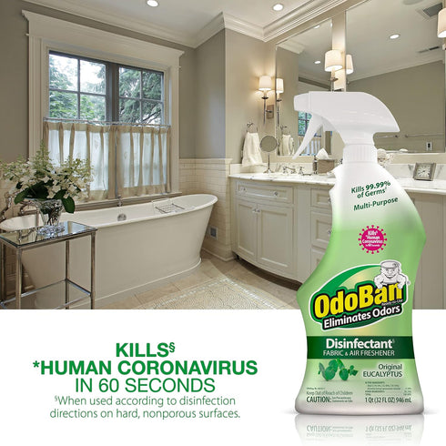 OdoBan Ready-to-Use Disinfectant and Odor Eliminator, Cleaner and Fabric/Air Freshener, Set of 2