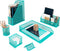 BLU MONACO 6 Piece Dark Teal Desk Organizer Set - Teal Desk Accessories for Women, Desktop Organization