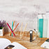 Juexica 4 Pack Clear Pencil Holder, Acrylic 6 Compartments Makeup Brush Organizer for Desk Accessories