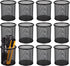 Nicunom 12 Pack Metal Mesh Pen Holder, Round Pencil Cup for Desk Organizer, Black