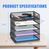 Supeasy 5 Trays Paper Organizer - Mesh Desk File/Letter Organizer, Black Paper Sorter for Office, Home, School