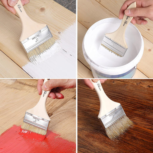 Bates Chip Paint Brushes, 3 Inch, 6 Pack, Natural Bristle Paint Brush for Painting and Staining Wood