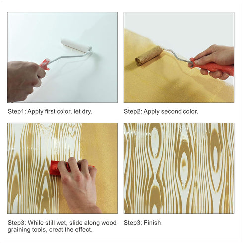 Wood Graining Painting Tool, Rubber Empaistic Wood Grain Tool Household Wall Art Paint 3"/6"(MS3)