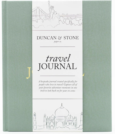DUNCAN & STONE PAPER CO. Travel Journal for Women, Men, Sage Green, 110 Pages, Adventure Journal