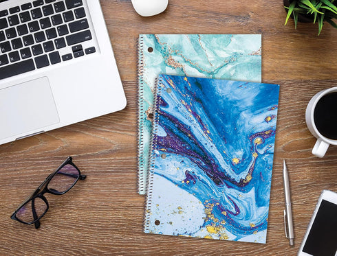 Better Office Products Marble Design Spiral Notebooks, 2 Pack, College Rule, 100 Sheet, 10.5 x 8 inches, Abstract Marble Fashion Design Covers, 2 Pack by Better Office Products