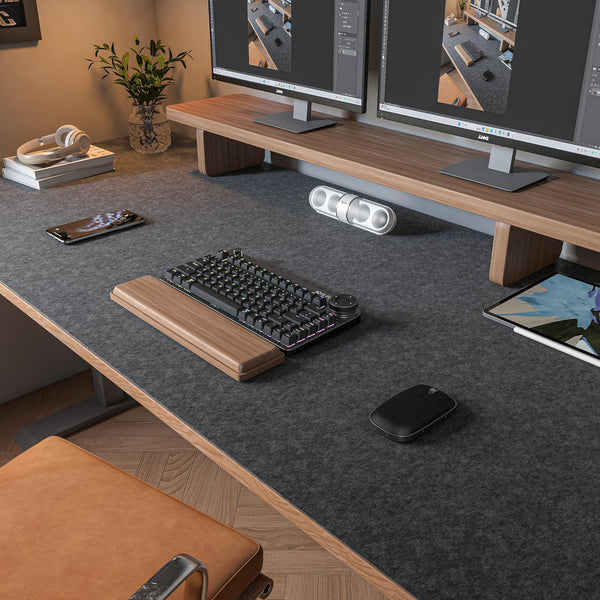 Large Non-Slip Felt Desk Mat, 47.2"x 23.6", 120x60cm Full Table Mouse Pad, Keyboard Mats for Desktop Protection (Dark