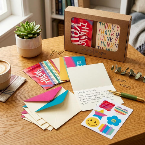 Jotique 48 Sets 4" 5.5" Thank You Cards with Envelopes and Stickers, Blank Inside Bright Design, x Bulk Appreciation