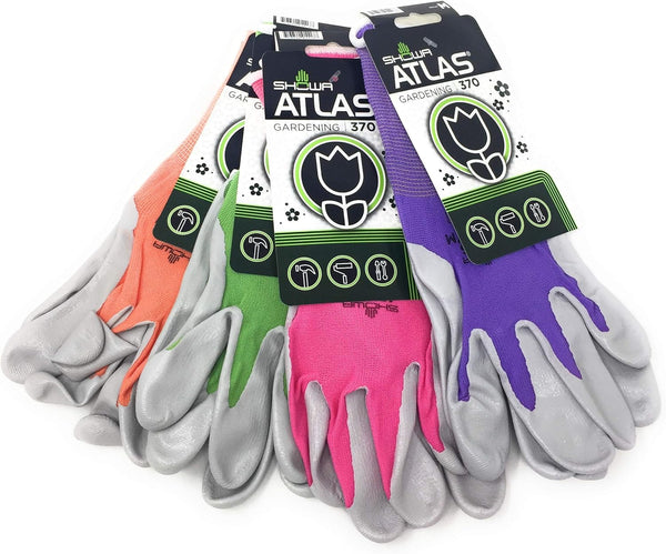 SHOWA Atlas 370 Nitrile Palm Coated Work Glove, General Purpose with Nylon Liner, Purple, Medium