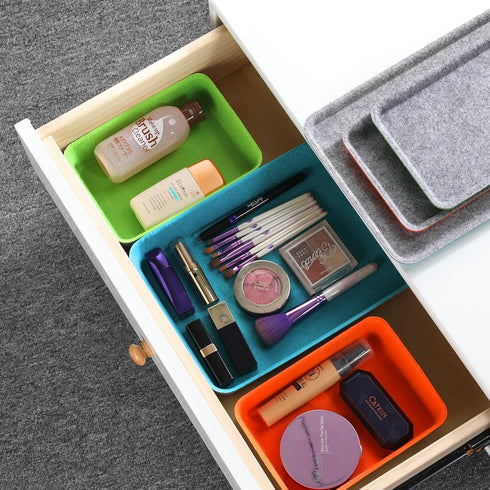 Welaxy Lidded Drawer Organizer Bins for Home Office Desktop Storage Box with Lid for Junk Makeup Stationery Organizing