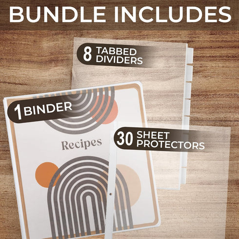 Samsill Recipe Binder, Full Page 8.5 x 11 Kit, 1 Inch D-Ring, Mid Century Design