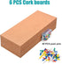 SUNGIFT Cork Bulletin Board 1/2" Thick 6 Pack Frameless Cork Tiles 17 x 8 Inch with 50 PCS Pushpins