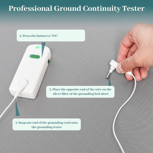 Grounding Continuity Tester Grounding Tester Kit Use to Test Effectiveness of Grounding Products,Grounding Mats, Sheets, Pads, Wrist Bands, Blankets, Pillow Case,15 Foot Cord Included