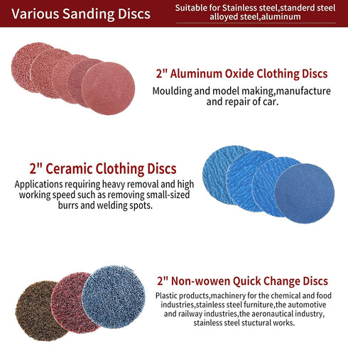 2 Inch 80 Combination,1/4 Inch Sanding Disc, Pcs Quick Change Disc Shank Pad Holder Fits Various Grinder.Widely Used