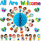 BeYumi 75PCS Student Diversity Bulletin Board Set, All are Welcome Hearts Cutouts for Classroom Decoration