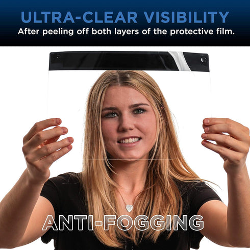 (Pack 4) Salon World Safety Black Face Shields - Ultra Clear Protective Full Face Shields to Protect Eyes, Nose