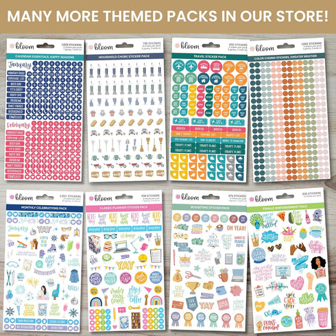 bloom daily planners Productivity Stickers, Variety Sticker Pack with Six Sheets
