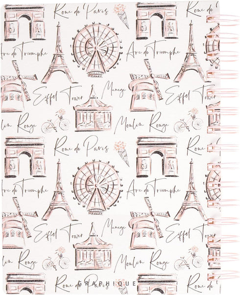 Graphique Medium Vegan Leather Spiral Journal - Meet Me in Paris, 192 Lined Pages, 6" x 8"