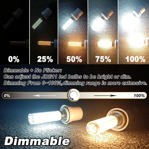 Dimmable E11 120V 100W Bulbs Equivalent,T3 T4 JDE11 Bulb,2700K 10W 1000 E11 Lamps,2Pack Ziomitus Halogen Candelabra