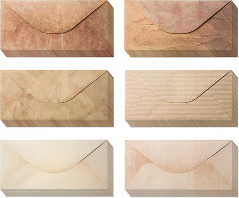 Vintage Style Envelopes Pack of 48, Classic Aged Designs, 4 x 8.7 inches