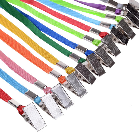 Wisdompro Lanyard with Bulldog Clip, 30 Pack, 17 inch Flat Nylon Neck Lanyard for ID Badges