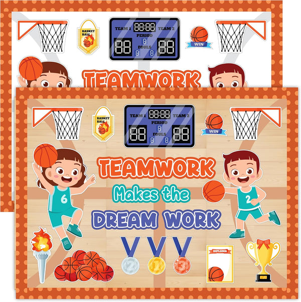 Decorably 47 Pcs Basketball Classroom Decor Set - Borders, Bulletin Board Decorations, Basketball Cutouts for Classroom
