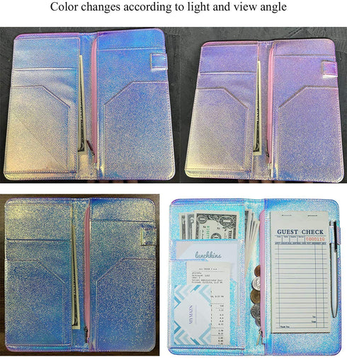 5 9 Zreal Server Book for Waitress with Zipper Pocket, X Serving Book, Magnetic Closure Pocket with Big Volume, Pen
