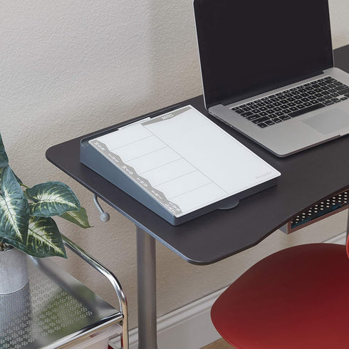 ECR4Kids Memo Station, MessageStor Dry-Erase Glass Board Desk Organizer, Grey