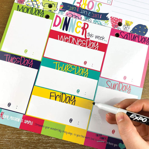 Whiteboard Dry Erase Weekly Meal Planner | Dinner Menu Board by The Meal Minder | Daily Calendar Organizer 8 in x 10 in