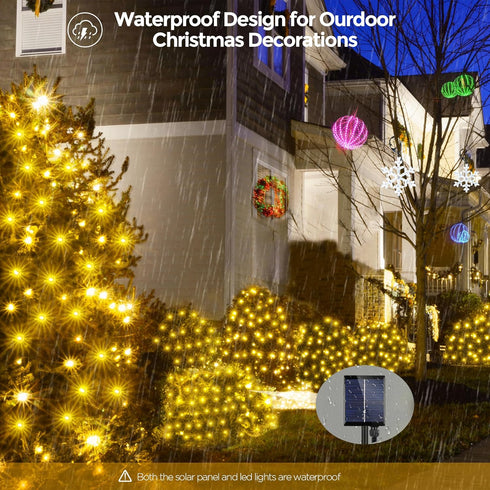 200LED 8.4ft 5.2ft 8 WBao Solar Christmas Lights Outdoor x LED Net Lights with Remote, Lighting Modes, Timer