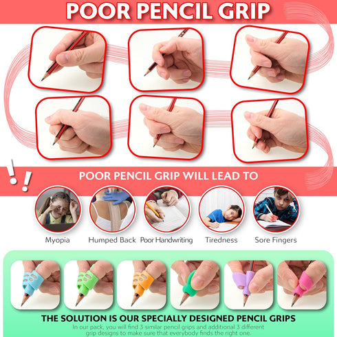 6 Pack 2-5, Stylo Pencil Grips for Kids Handwriting - Ergonomic Pencil Grippers for Toddlers Ages Preschool