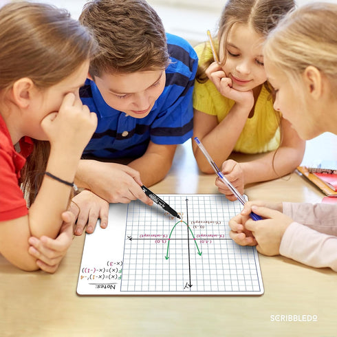 SCRIBBLEDO 10 Pack Dry Erase Graph Whiteboard, 11"x14", Double Sided Grid Board for Home School Classroom Use