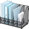 SUPEASY Metal Desk Magazine File Holder with 5 Vertical Compartments, Black Organizer for Office Desktop